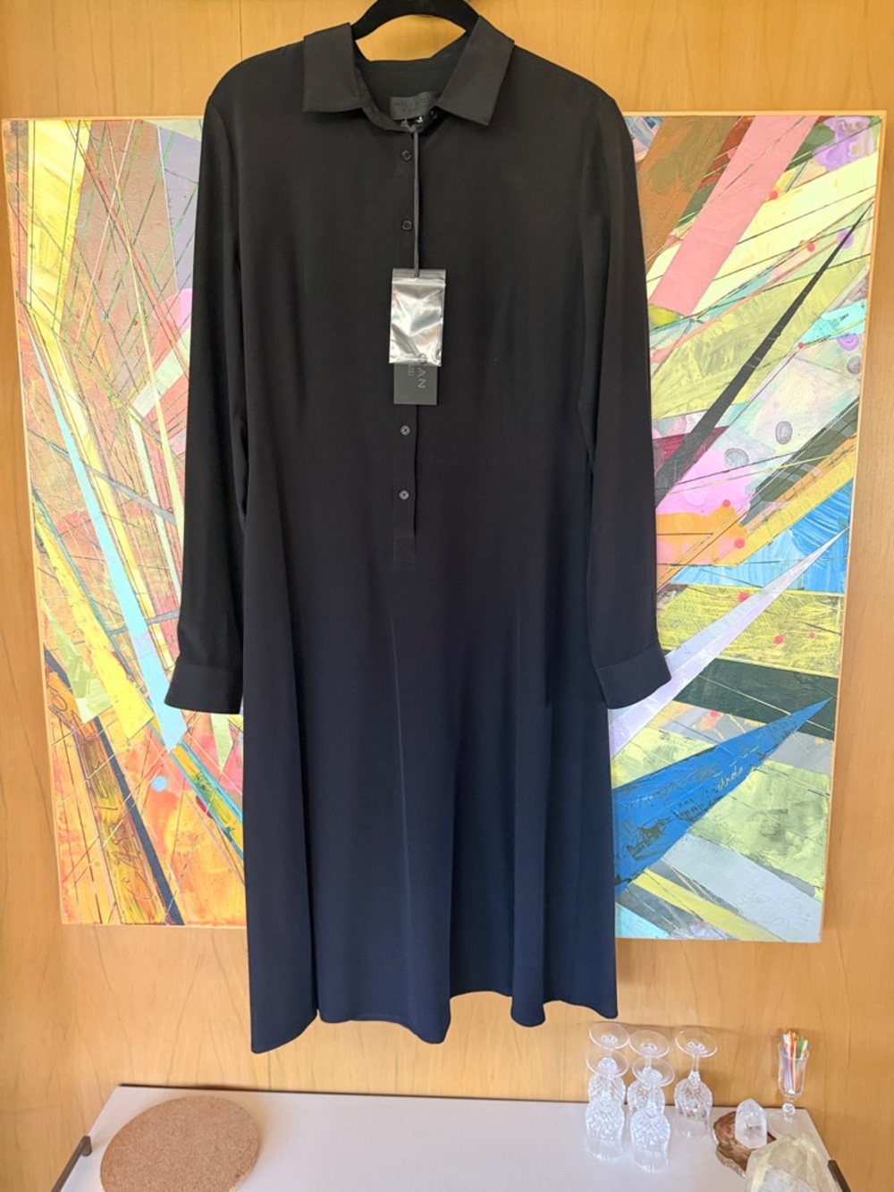 Nili Lotan Black Midi Shirt Dress